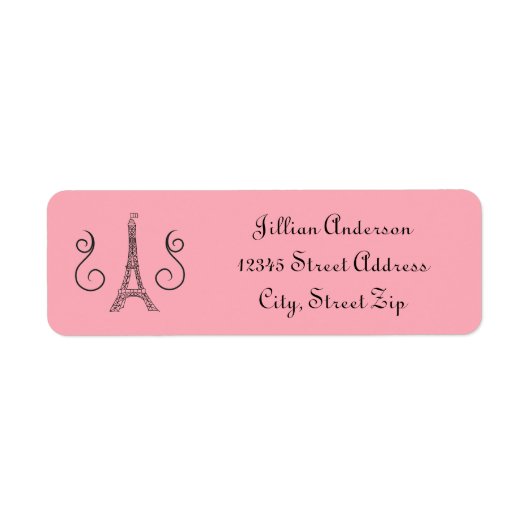 Parijse thema roze - Return Address Label (Voorkant)