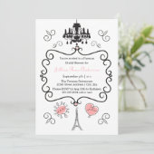 Parijse thema - Uitnodiging voor bruidsdouche (Staand voorkant)