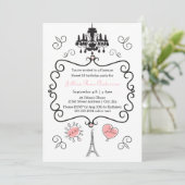 Parijse Thema - Uitnodiging voor verjaardagsfeestj (Staand voorkant)