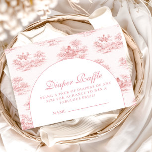 Parijse Toile Baby Shower Roze Luier Raffle Informatiekaartje