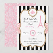 Parijse Uitnodiging, Aangepast, Verjaardag, Bruid, Kaart (Voorkant / Achterkant)