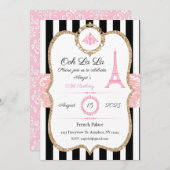 Parijse Uitnodiging, Douane, Verjaardag, Bruiloft, Kaart (Voorkant / Achterkant)