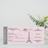 Parijse uitnodiging, Parijs thema uitnodiging, op  Kaart (Staand voorkant)