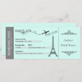 Parijse uitnodiging, Parijs thema uitnodiging, ver Kaart (Voorkant / Achterkant)