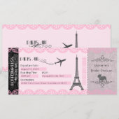 Parijse uitnodiging, Parijs thema uitnodiging, Ver Kaart (Voorkant / Achterkant)