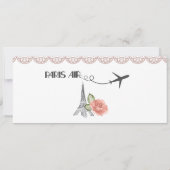 Parijse uitnodiging, Parijs themafeest, Bruiloft,  Kaart (Achterkant)