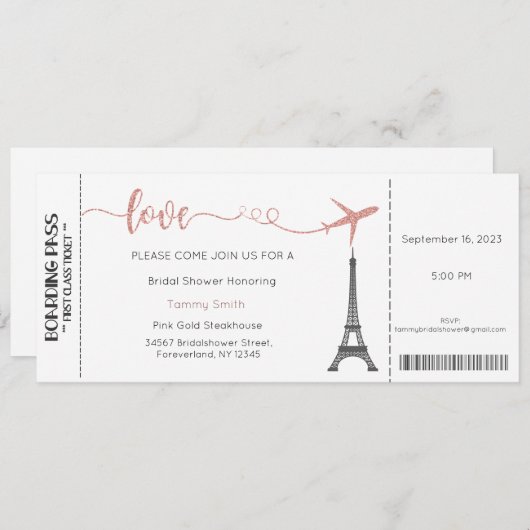 Parijse uitnodiging, Parijse bruidsuitnodiging  Kaart (Voorkant / Achterkant)