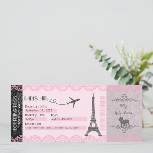 Parijse uitnodiging, Parijse feestelijke uitnodigi Kaart (Staand voorkant)