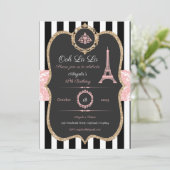 Parijse uitnodiging, Parijse verjaardag, Bruidsjon Kaart (Staand voorkant)