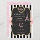 Parijse uitnodiging, Parijse verjaardag, Bruidsjon Kaart (Voorkant / Achterkant)