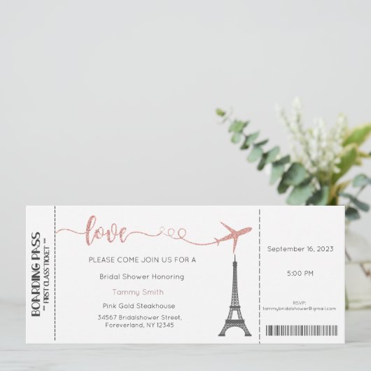 Parijse uitnodiging, Paris Bridal Shower  Kaart (Staand voorkant)