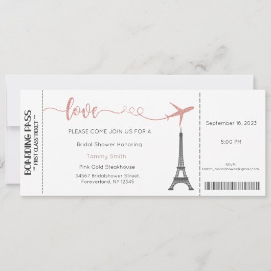 Parijse uitnodiging, Paris Bridal Shower Kaart (Voorkant)