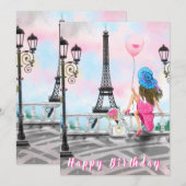 Parijse Verjaardag Kaart met Eiffeltoren (Voorkant / Achterkant)