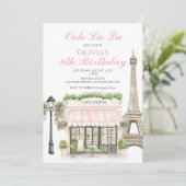 Parijse verjaardagscafé kaart (Staand voorkant)
