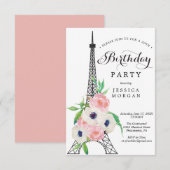 Parijse verjaardagsfeest uitnodiging Kaart Eiffelt (Voorkant / Achterkant)