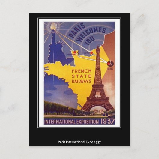 Parijse vintage ansichtkaart briefkaart (Voorkant)