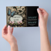 Parijse vintage bloem vlinder SPA schoonheidssalon Flyer (Hand)