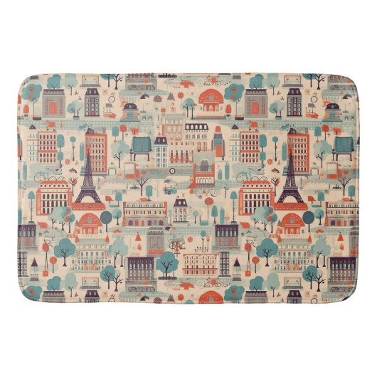 Parijse Vintage Design - beige, rood, groen Badmat (Voorkant)