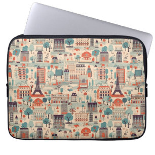 Parijse Vintage Design - beige, rood, groen Laptop Sleeve