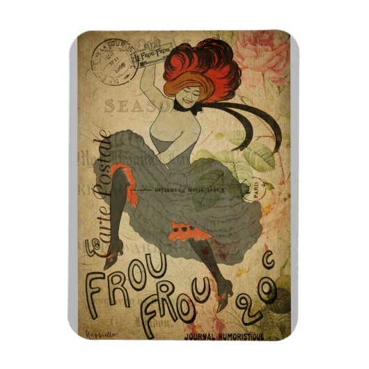 Parijse Vintage Franse Can-Can Danseres Magneet (Verticaal)