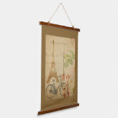 Parijse Vintage Met Eiffeltoren Hangend Wandkleed (Gebogen)