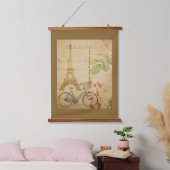 Parijse Vintage Met Eiffeltoren Hangend Wandkleed (Slaapkamer)