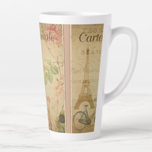 Parijse Vintage met Eiffeltoren Latte Mok (Rechts)