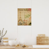 Parijse Vintage Met Eiffeltoren Poster (Keuken)