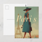 Parijse vintage mode briefkaart (Voorkant / Achterkant)
