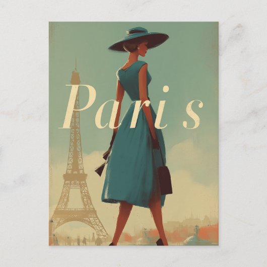 Parijse vintage mode briefkaart (Voorkant)
