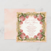 Parijse Vintage Roze Landhuis Bruidspaar Bruiloft Kaart (Voorkant / Achterkant)