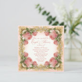 Parijse Vintage Roze Landhuis Bruidspaar Bruiloft Kaart (Staand voorkant)