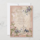 Parijse Vogelkooi, Vogels en Bloemen Baby shower Kaart (Achterkant)