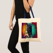 Parijse vogelwervelkunst herbruikbare canvas tas (Voorkant (product))