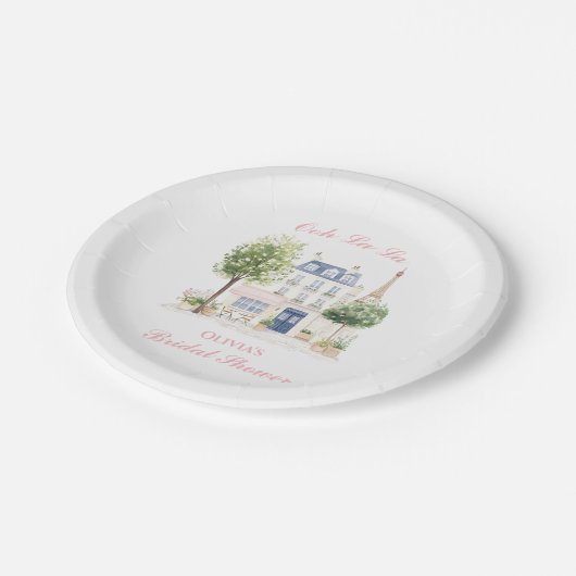 Parijse Vrijgezellenfeest Parijse Café Papieren Bordje (Gekanteld)