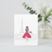 Parijse vrouw door Eiffeltoren Briefkaart (Staand voorkant)