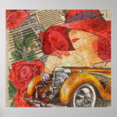 Parijse vrouw: Eiffeltoren retro. Poster (Voorkant)