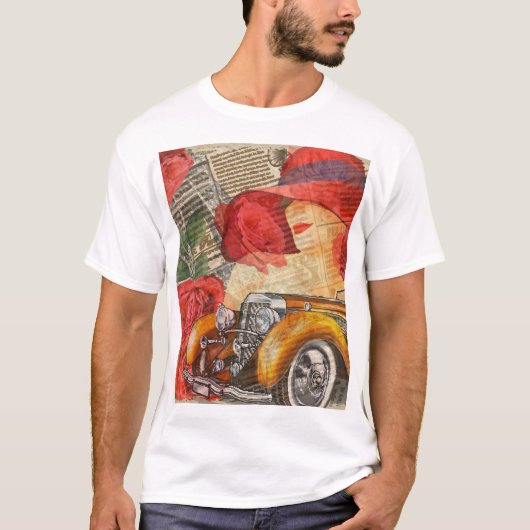 Parijse vrouw: Eiffeltoren retro. T-shirt (Voorkant)