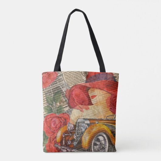 Parijse vrouw: Eiffeltoren retro. Tote Bag (Achterkant)