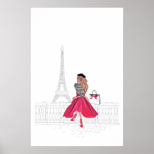 Parijse vrouw voor de Eiffeltoren, Parijs Poster (Voorkant)