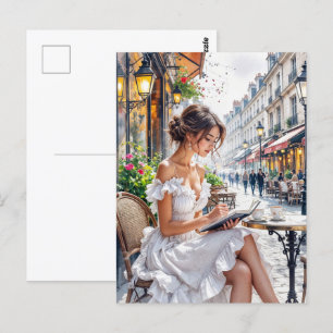 Parijse Vrouwen Elegantie: Parijs Café Straat Vibe Briefkaart