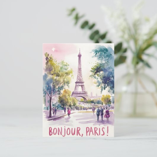 Parijse Waterverf van de Eiffeltoren Briefkaart (Staand voorkant)