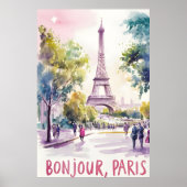 Parijse Waterverf van de Eiffeltoren Poster (Voorkant)