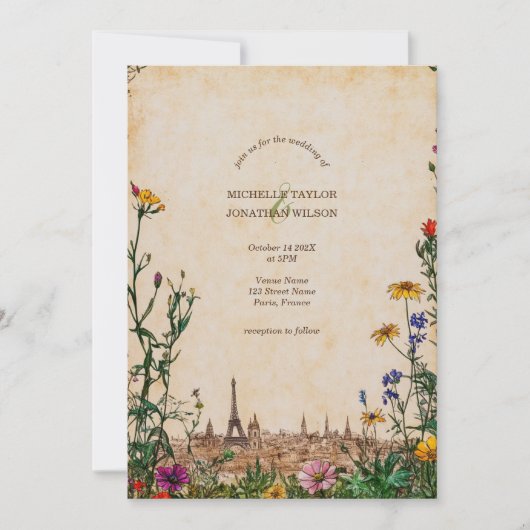  Parijse weide Wildflower Bestemming Kaart (Voorkant)