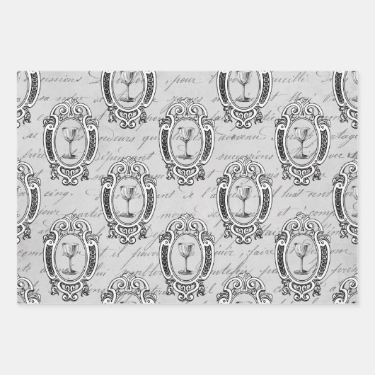 Parijse wijn inpakpapier vel (Voorkant)