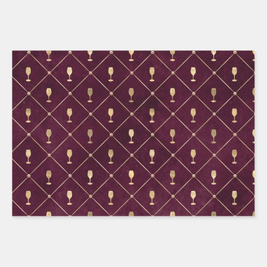  Parijse wijn met de status Burgundy en Gold Inpakpapier Vel (Voorkant 3)