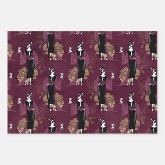  Parijse wijn met de status Burgundy en Gold Inpakpapier Vel (Voorkant)