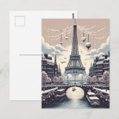 Parijse Winter Elegance - Kerstmis in de stad Briefkaart (Voorkant / Achterkant)