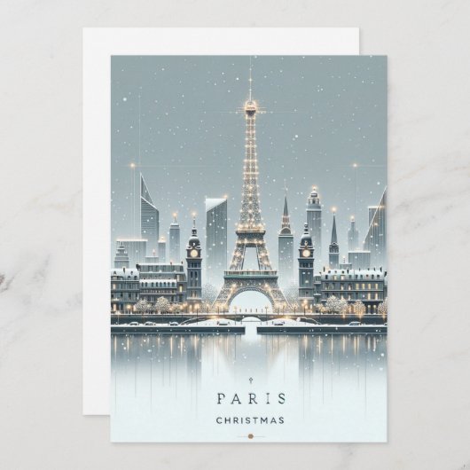 Parijse Winter Elegance - Kerstmis in de stad Feestdagenkaart (Voorkant / Achterkant)