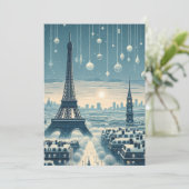 Parijse Winter Elegance - Kerstmis in de stad Feestdagenkaart (Staand voorkant)